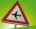 Plakatmotiv Gefahrenzeichen mit Flugzeug Plakatmotiv Flughafen